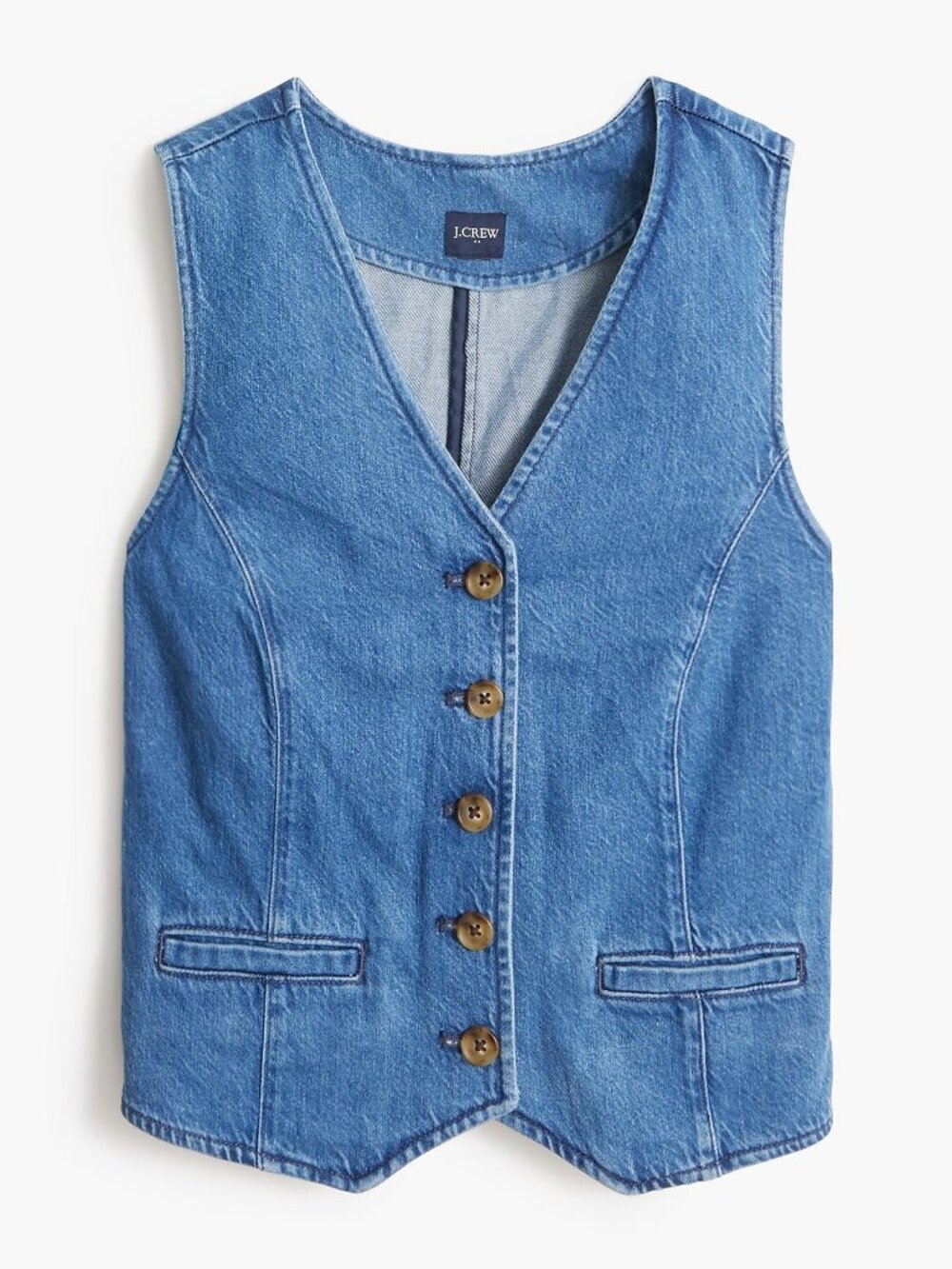 J. Crew Denim Vest 2025 CH448 Preppy Academia in Faded Indigo Blue 8